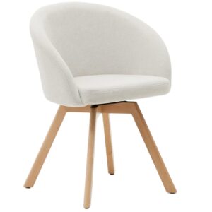 B&iacute;l&aacute; čalouněn&aacute; otočn&aacute; j&iacute;deln&iacute; židle Kave Home Marvin II.