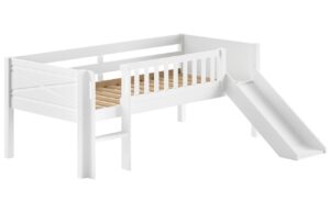 B&iacute;l&aacute; dřevěn&aacute; dětsk&aacute; postel se skluzavkou Vipack Scott 90 x 200 cm