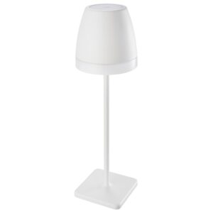 B&iacute;l&aacute; kovov&aacute; nab&iacute;jec&iacute; stoln&iacute; LED lampa Nova Luce Colt II. M
