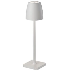 B&iacute;l&aacute; kovov&aacute; nab&iacute;jec&iacute; stoln&iacute; LED lampa Nova Luce Colt S