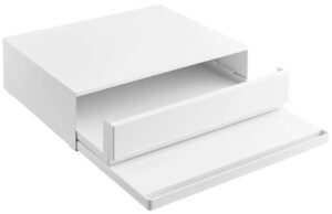 B&iacute;l&aacute; kovov&aacute; př&iacute;davn&aacute; police se z&aacute;suvkou Yamazaki Tower 39/64 x 45 cm