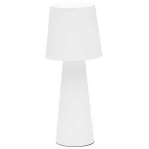 B&iacute;l&aacute; kovov&aacute; zahradn&iacute; stoln&iacute; LED lampa Kave Home Arenys M