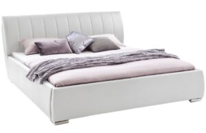 B&iacute;l&aacute; koženkov&aacute; dvoulůžkov&aacute; postel Meise M&ouml;bel Bern 180 x 200 cm s &uacute;ložn&yacute;m prostorem