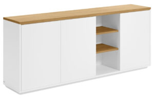 B&iacute;l&aacute; lakovan&aacute; komoda Kave Home Abilen 180 x 36 cm