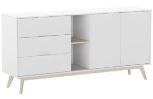 B&iacute;l&aacute; lakovan&aacute; komoda Marckeric Campus 165 x 40 cm