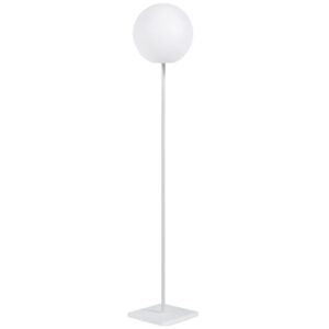 B&iacute;l&aacute; plastov&aacute; sol&aacute;rn&iacute; stojac&iacute; LED lampa Kave Home Dinesh 120 cm