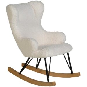 B&iacute;l&eacute; čalouněn&eacute; dětsk&eacute; houpac&iacute; křeslo Quax De Luxe