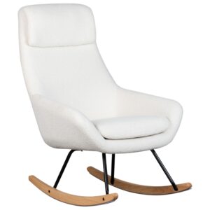 B&iacute;l&eacute; čalouněn&eacute; houpac&iacute; křeslo Quax Nordic