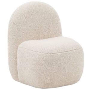 B&iacute;l&eacute; dětsk&eacute; boucl&eacute; křeslo Kave Home Bucky