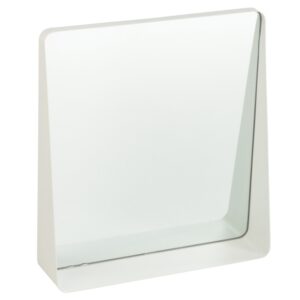 B&iacute;l&eacute; kovov&eacute; z&aacute;věsn&eacute; zrcadlo J-line Zaya 41 x 38 cm