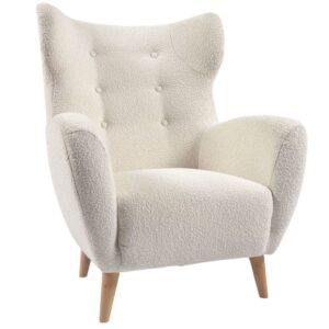 B&iacute;l&eacute; l&aacute;tkov&eacute; boucl&eacute; křeslo Kave Home Patio