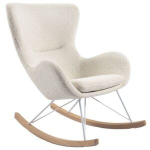 B&iacute;l&eacute; l&aacute;tkov&eacute; houpac&iacute; křeslo Kave Home Vania