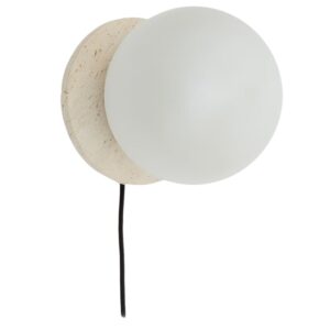 B&iacute;l&eacute; skleněn&eacute; n&aacute;stěnn&eacute; světlo Kave Home Malachi