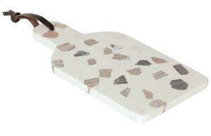 B&iacute;l&eacute; terrazzo serv&iacute;rovac&iacute; prk&eacute;nko Kave Home Temira 30 x 15