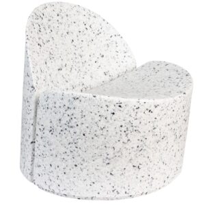 B&iacute;l&eacute; terrazzo zahradn&iacute; lounge křeslo Zuiver Bloom