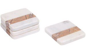 B&iacute;lo hněd&yacute; mramorov&yacute; set čtyř podt&aacute;cků Kave Home Saskia