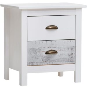 B&iacute;lo &scaron;ed&yacute; borovicov&yacute; nočn&iacute; stolek Marckeric Romantica 46 x 35 cm - mal&yacute;