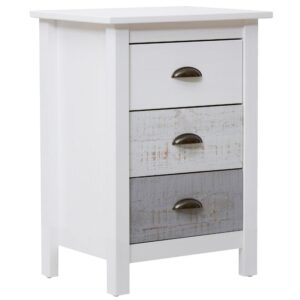 B&iacute;lo &scaron;ed&yacute; borovicov&yacute; nočn&iacute; stolek Marckeric Romantica 46 x 35 cm - velk&yacute;