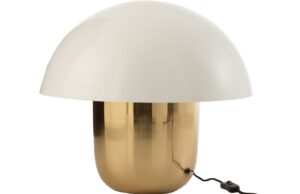 B&iacute;lo zlat&aacute; kovov&aacute; stoln&iacute; lampa J-line Mushroom L