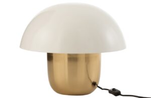 B&iacute;lo zlat&aacute; kovov&aacute; stoln&iacute; lampa J-line Mushroom S