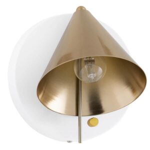 B&iacute;lo zlat&eacute; kovov&eacute; n&aacute;stěnn&eacute; světlo Somcasa Nela 18 cm