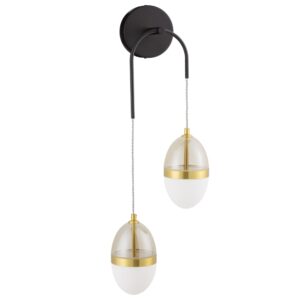 B&iacute;lo-zlat&eacute; skleněn&eacute; n&aacute;stěnn&eacute; LED světlo Nova Luce Egna II.