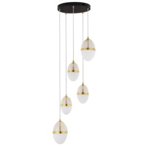 B&iacute;lo-zlat&eacute; skleněn&eacute; z&aacute;věsn&eacute; LED světlo Nova Luce Egna 45 cm