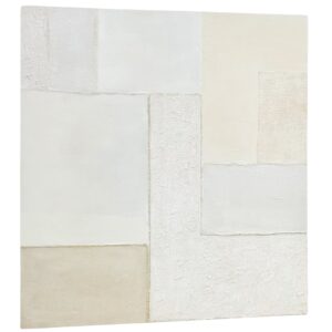 B&iacute;l&yacute; abstraktn&iacute; obraz Kave Home Pineda 100 x 100 cm