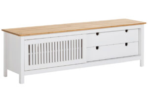 B&iacute;l&yacute; borovicov&yacute; TV stolek Marckeric Bruna 158 x 40 cm