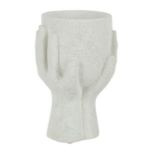 B&iacute;l&yacute; cementov&yacute; květin&aacute;č J-line Bransi &Oslash; 11 cm