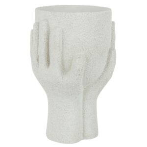 B&iacute;l&yacute; cementov&yacute; květin&aacute;č J-line Bransi &Oslash; 14 cm