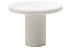 B&iacute;l&yacute; cementov&yacute; zahradn&iacute; j&iacute;deln&iacute; stůl Kave Home Addaia 90 cm