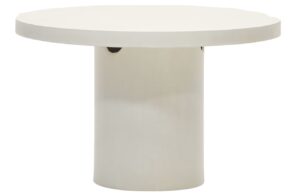 B&iacute;l&yacute; cementov&yacute; zahradn&iacute; j&iacute;deln&iacute; stůl Kave Home Aiguablava 120 cm