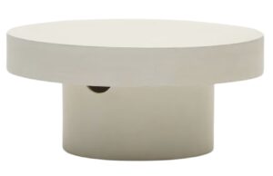 B&iacute;l&yacute; cementov&yacute; zahradn&iacute; konferenčn&iacute; stolek Kave Home Aiguablava 66 cm