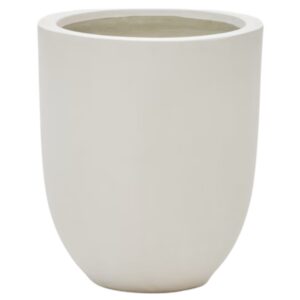 B&iacute;l&yacute; cementov&yacute; zahradn&iacute; květin&aacute;č Kave Home Aiguablava &Oslash; 39 cm