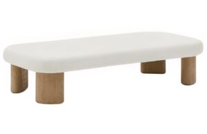 B&iacute;l&yacute; cementov&yacute; zahradn&iacute; stolek Kave Home Labra 140 x 70 cm