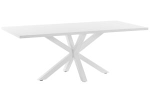 B&iacute;l&yacute; j&iacute;deln&iacute; stůl Kave Home Argo 160 x 100 cm s b&iacute;lou kovovou podnož&iacute;