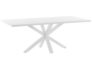 B&iacute;l&yacute; j&iacute;deln&iacute; stůl Kave Home Argo 180 x 100 cm s b&iacute;lou kovovou podnož&iacute;
