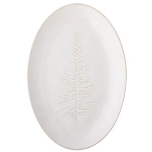 B&iacute;l&yacute; kameninov&yacute; serv&iacute;rovac&iacute; tal&iacute;ř Bloomingville Winter 31 x 21 cm