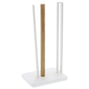 B&iacute;l&yacute; kovov&yacute; drž&aacute;k na roli kuchyňsk&yacute;ch utěrek Yamazaki Tosca 31 cm