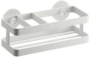 B&iacute;l&yacute; kovov&yacute; stojan na myc&iacute; prostředky Yamazaki Tower 18 x 8 cm