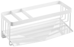 B&iacute;l&yacute; kovov&yacute; stojan na myc&iacute; prostředky Yamazaki Tower 25 x 10 cm