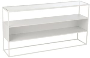 B&iacute;l&yacute; kovov&yacute; toaletn&iacute; stolek J-line Geom 140 x 30 cm