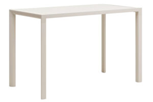 B&iacute;l&yacute; kovov&yacute; zahradn&iacute; barov&yacute; stůl Kave Home Culip 150 x 77 cm