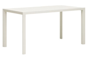 B&iacute;l&yacute; kovov&yacute; zahradn&iacute; j&iacute;deln&iacute; stůl Kave Home Culip 150 x 77 cm