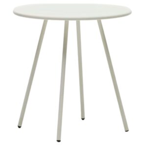 B&iacute;l&yacute; kovov&yacute; zahradn&iacute; j&iacute;deln&iacute; stůl Kave Home Montjoi 70 cm