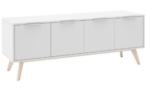 B&iacute;l&yacute; lakovan&yacute; TV stolek Marckeric Campus II. 140 x 40 cm