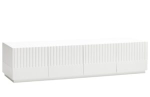 B&iacute;l&yacute; lakovan&yacute; TV stolek Teulat Doric 182 x 48 cm