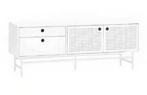 B&iacute;l&yacute; lakovan&yacute; TV stolek Teulat Punto 140 x 40 cm