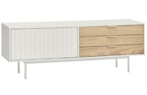 B&iacute;l&yacute; lakovan&yacute; TV stolek Teulat Sierra 140 x 40 cm